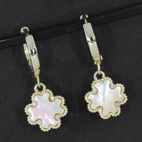 Joe Davies 3cm Gold Plated Mother of Pearl Clover Natural Earrings - 334342 - Old Railway Line Garden Centre