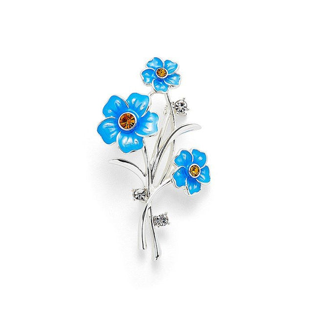 Joe Davies 4.7cm Silver Plated Forget Me Not Posy Brooch - 354497 - Old Railway Line Garden Centre