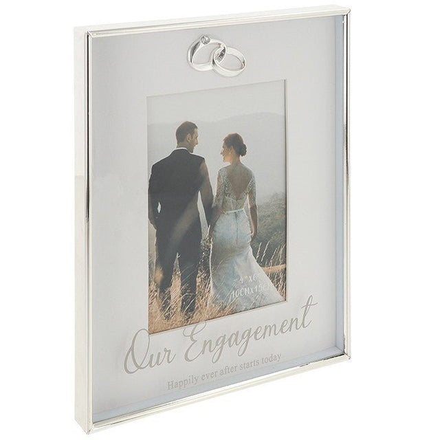 Joe Davies 4x6 Script Engagement Photo Frame - Silver - Old Railway Line Garden Centre