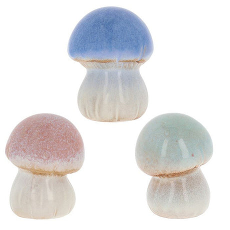 Joe Davies 7.5cm Small Pretty Button Ceramic Mushroom Ornaments (Choice of 3) - Old Railway Line Garden Centre