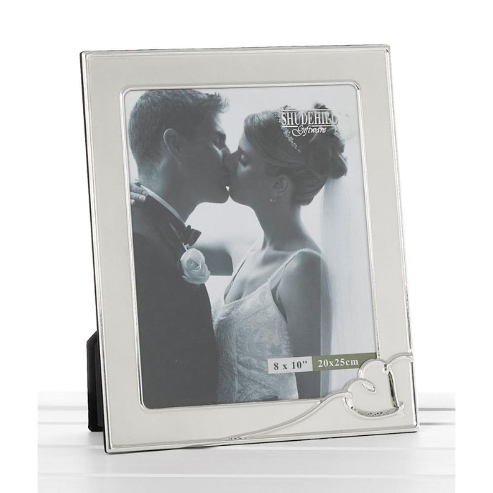 Joe Davies 8x10 Wedding Heart Photo Frame - Silver - Old Railway Line Garden Centre