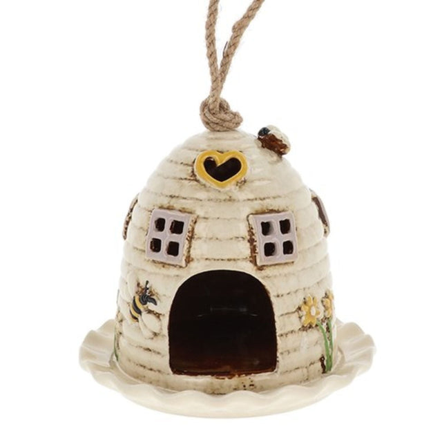Joe Davies Cream Village Pottery Beehive Bird Feeder - Old Railway Line Garden Centre
