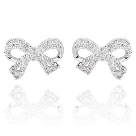 Joe Davies Eternal Bow Sparkle Bow Silver Plated Stud Earrings - Old Railway Line Garden Centre