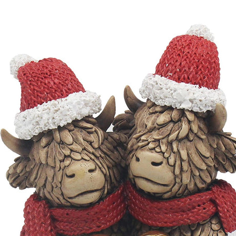 Joe Davies Festive Highland Cows Holding Heart Ornament