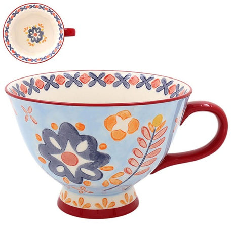 Joe Davies Handpainted Footed Blue Mug - Old Railway Line Garden Centre