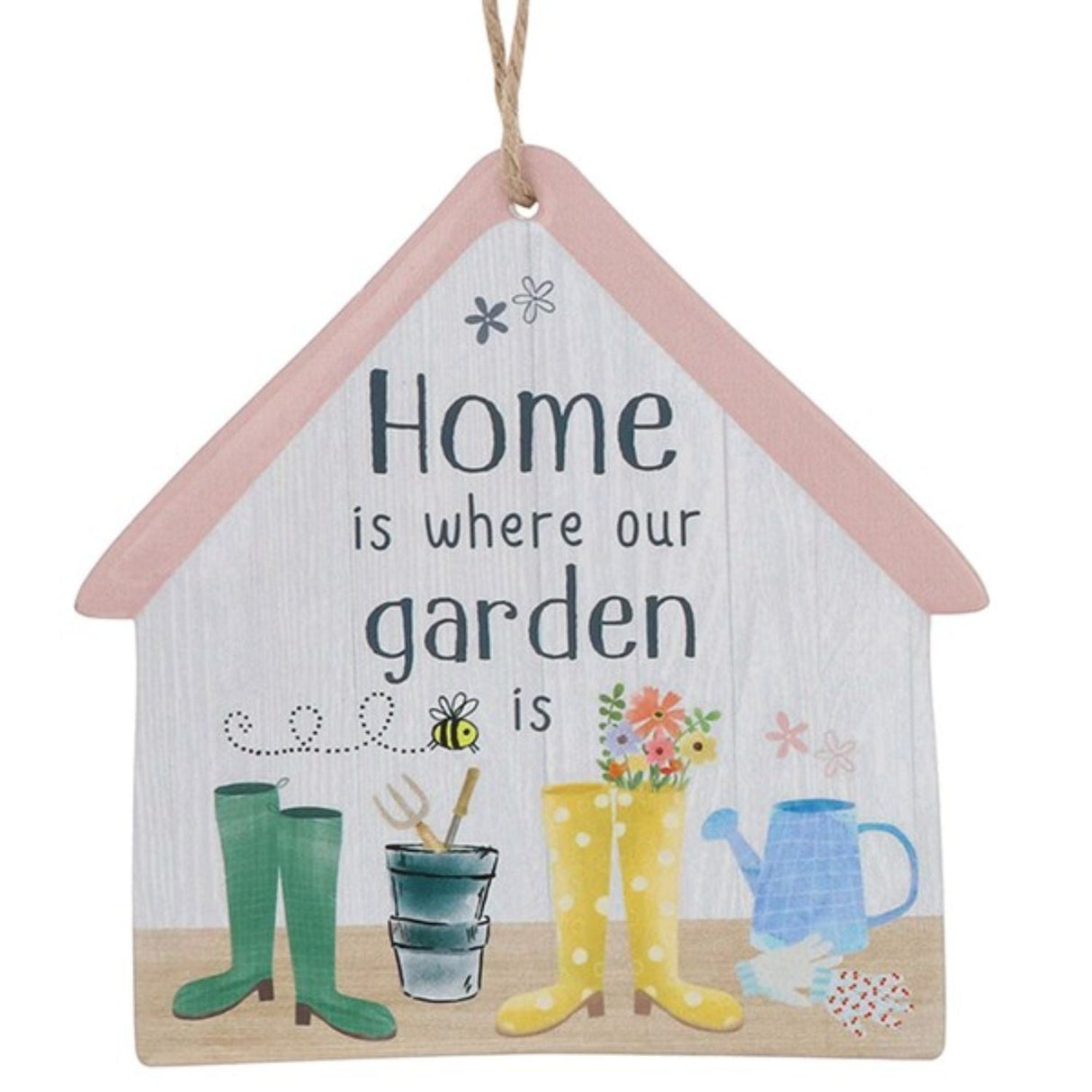 Joe Davies Happy Garden Hanging Plaque - Home - Old Railway Line Garden Centre