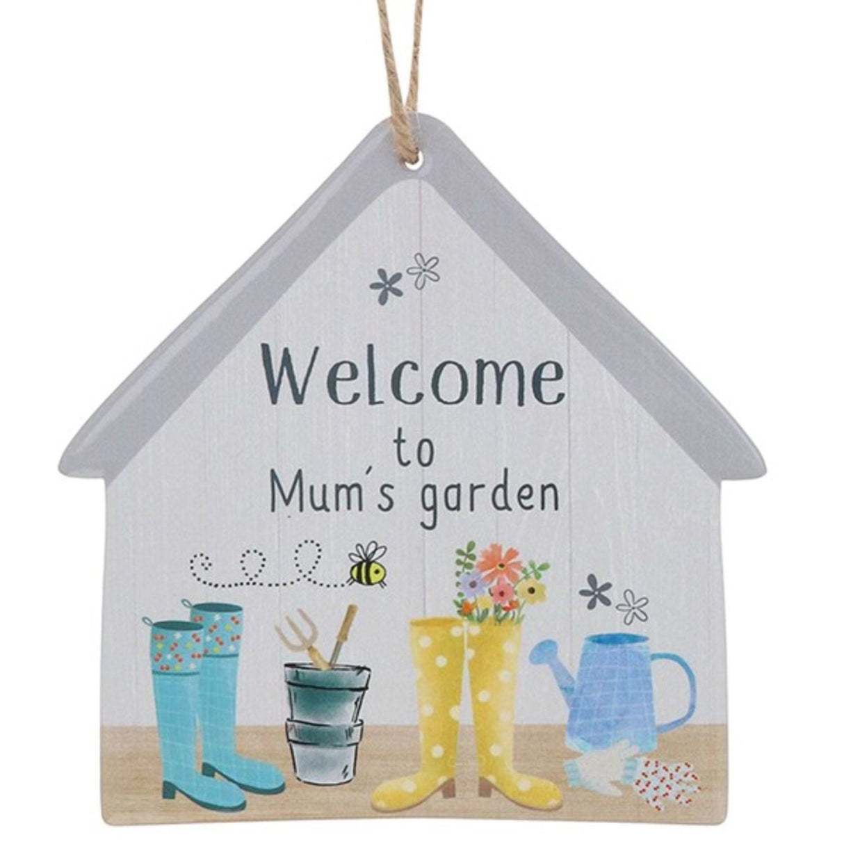 Joe Davies Happy Garden Hanging Plaque - Welcome - Old Railway Line Garden Centre