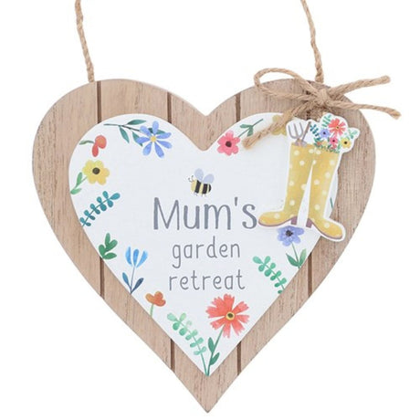 Joe Davies Happy Garden Heart Plaque - Mum - Old Railway Line Garden Centre