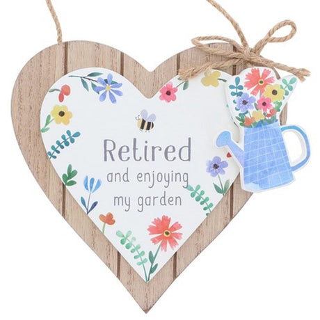 Joe Davies Happy Garden 'Retired' Heart Plaque - Old Railway Line Garden Centre