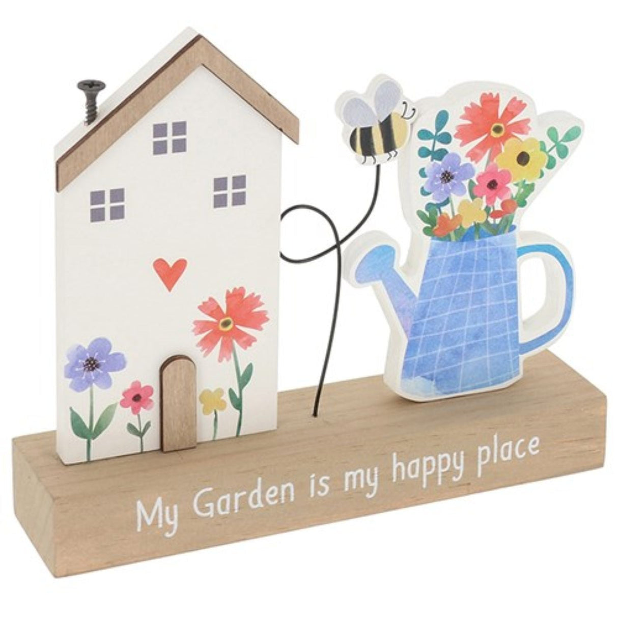 Joe Davies Happy Garden Table Plaque - Happy - Old Railway Line Garden Centre