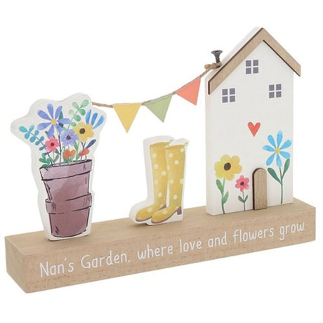 Joe Davies Happy Garden Table Plaque - Nan - Old Railway Line Garden Centre