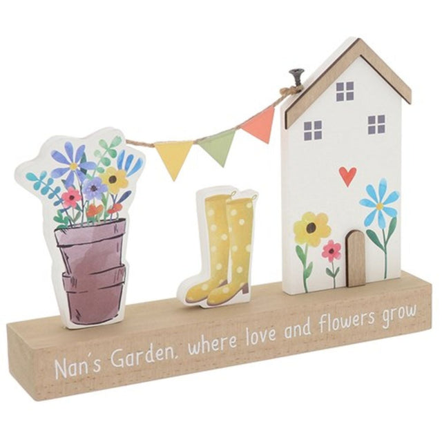 Joe Davies Happy Garden Table Plaque - Nan - Old Railway Line Garden Centre
