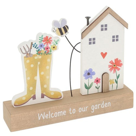 Joe Davies Happy Garden Table Plaque - Welcome - Old Railway Line Garden Centre