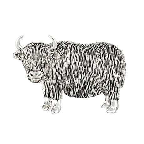 Joe Davies Highland Coo Silver Plated Brooch - Old Railway Line Garden Centre