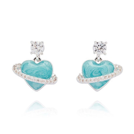 Joe Davies Iced Gem Blue Heart Silver Plated Earrings - Old Railway Line Garden Centre