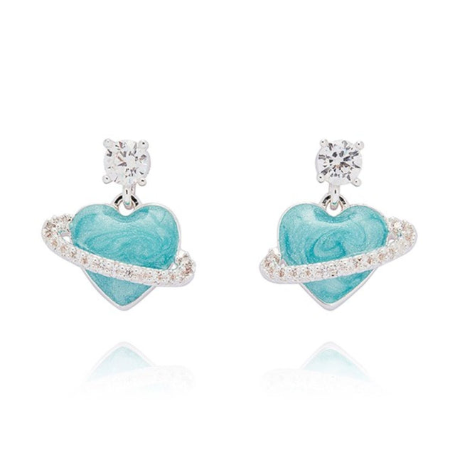 Joe Davies Iced Gem Blue Heart Silver Plated Earrings - Old Railway Line Garden Centre