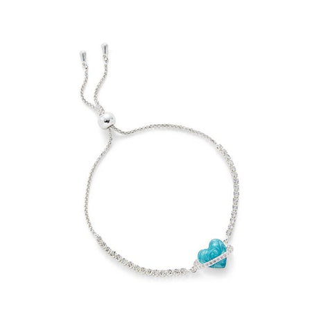 Joe Davies Iced Gem Blue Heart Silver Plated Friendship Bracelet - Old Railway Line Garden Centre