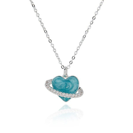 Joe Davies Iced Gem Blue Heart Silver Plated Necklace - Old Railway Line Garden Centre
