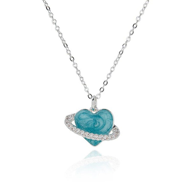 Joe Davies Iced Gem Blue Heart Silver Plated Necklace - Old Railway Line Garden Centre
