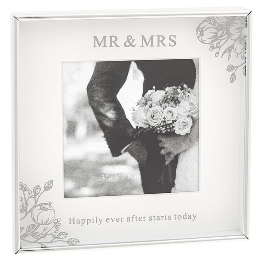 Joe Davies 12cm Mirror Floral Frame Mr & Mrs (3x3)