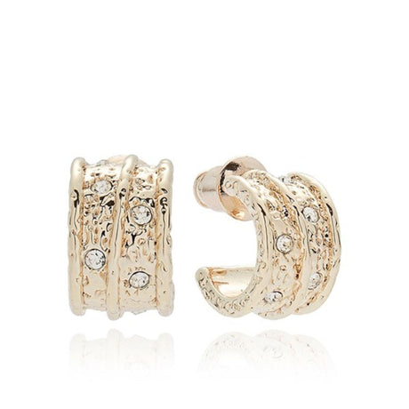 Joe Davies Molten Metal Three Lines Gold Plated Earrings - Old Railway Line Garden Centre