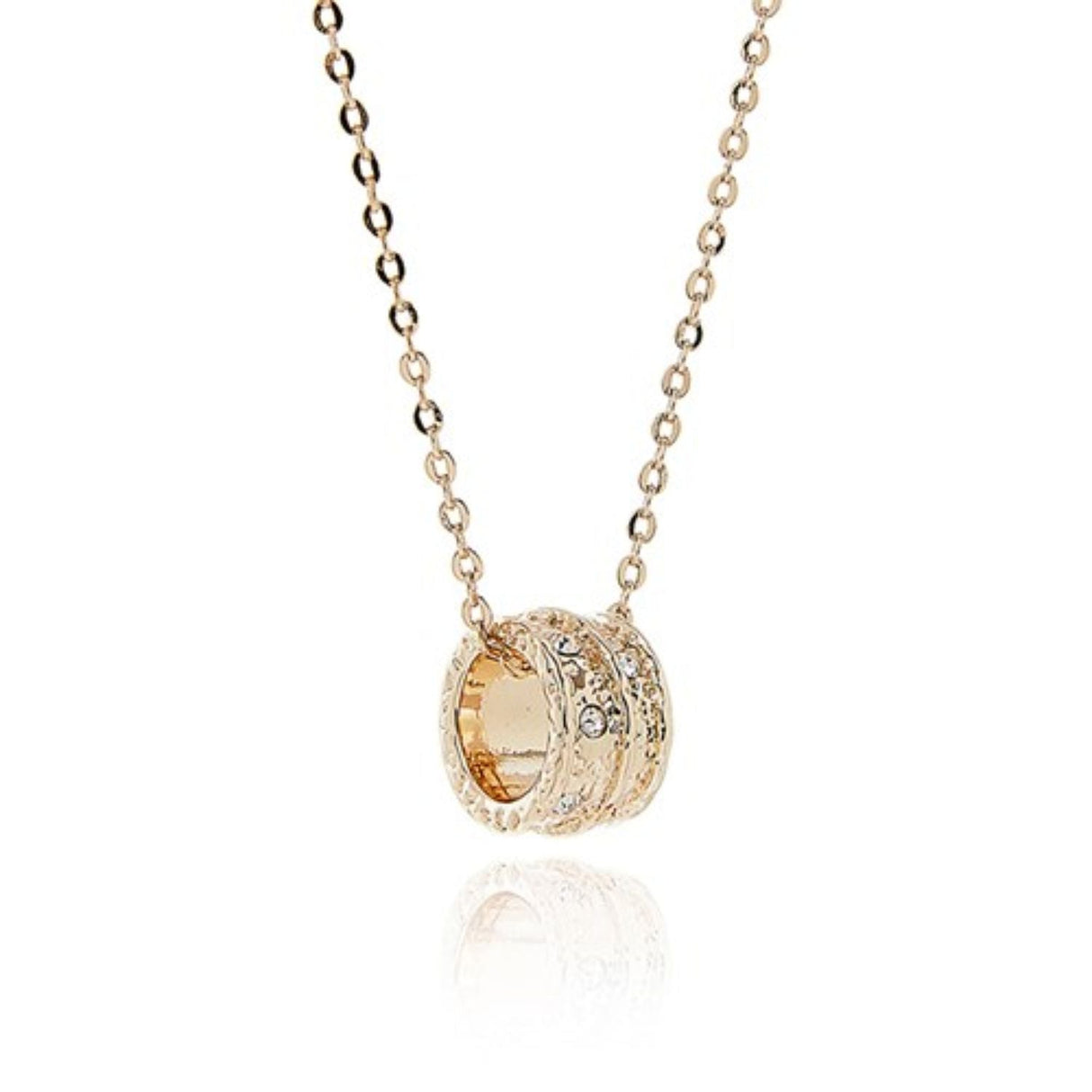 Joe Davies Molten Metal Three Lines Gold Plated Ring Necklace - Old Railway Line Garden Centre