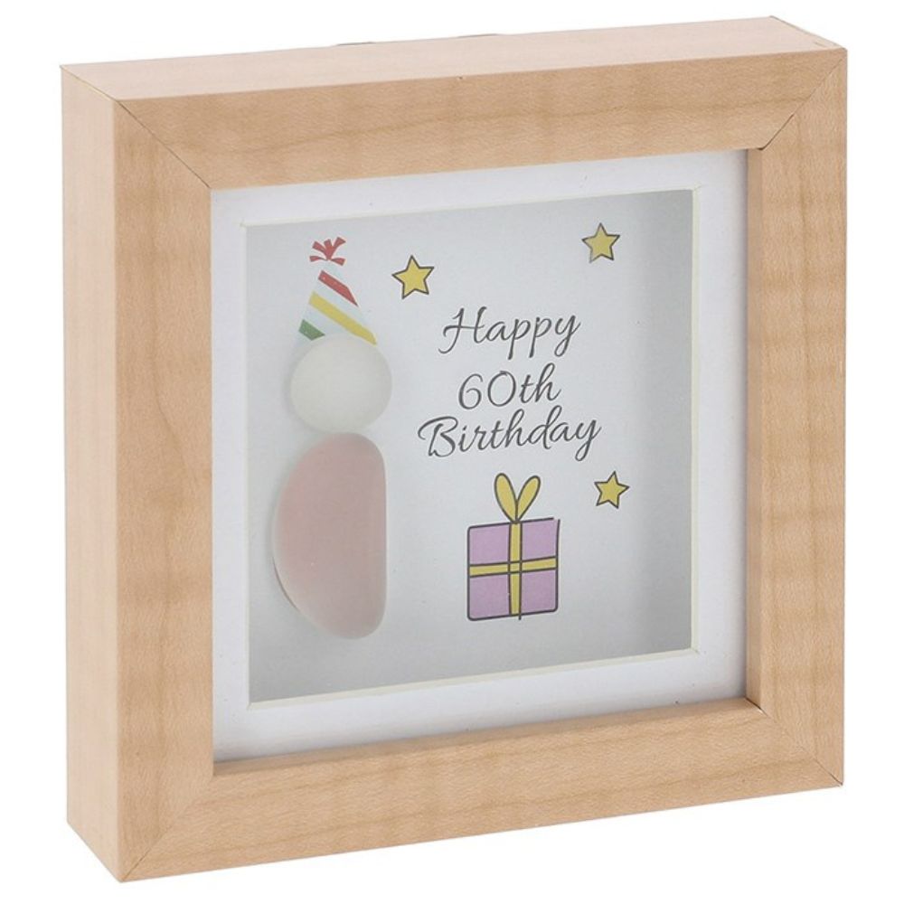 Joe Davies Pebble Glass 60th Birthday Mini Plaque