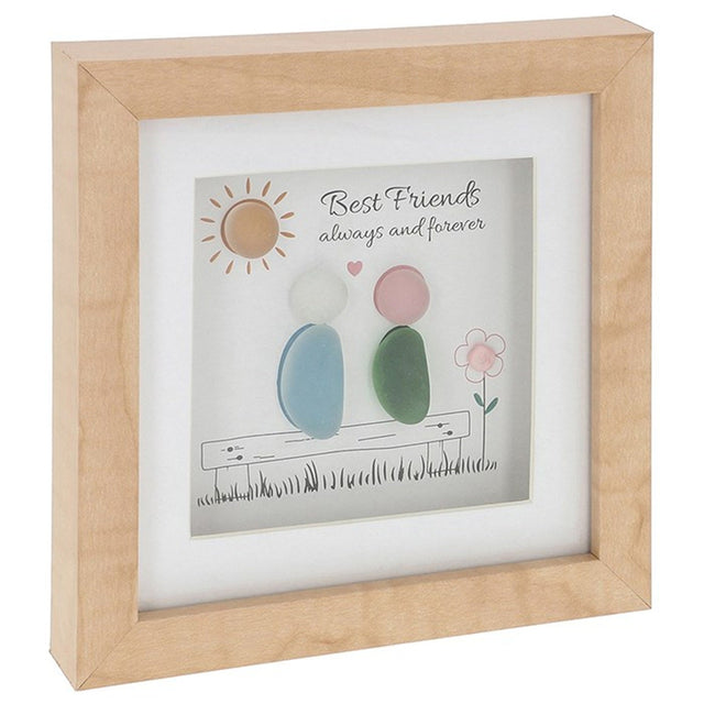Joe Davies Pebble Glass Square Plaque Best Friend Always - Old Railway Line Garden Centre
