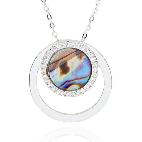 Joe Davies Silver Plated Modern Circles Paua Shell Necklace - 349288 - Old Railway Line Garden Centre