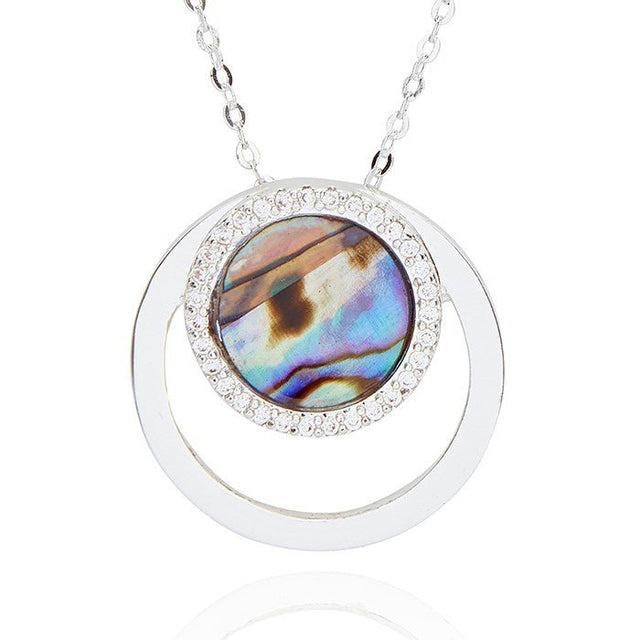 Joe Davies Silver Plated Modern Circles Paua Shell Necklace - 349288 - Old Railway Line Garden Centre