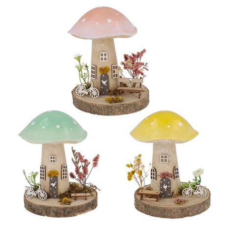 Joe Davies Spring Folk Art Mushroom Cottage - Large (Choice of 3) - Old Railway Line Garden Centre