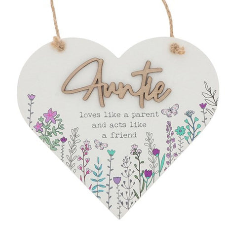 Joe Davies Sweet Meadow Hanging Heart - Auntie - Old Railway Line Garden Centre