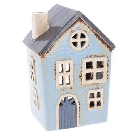 Joe Davies Village Pottery Blue House Tealight - Old Railway Line Garden Centre