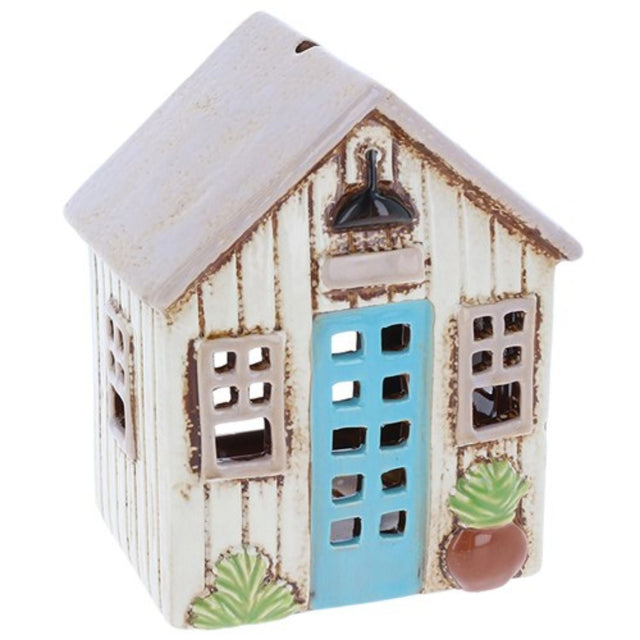 Joe Davies Village Pottery Cream Holiday House Tealight - Old Railway Line Garden Centre
