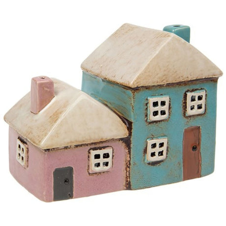 Joe Davies Village Pottery Pink & Blue Houses Tealight - Old Railway Line Garden Centre
