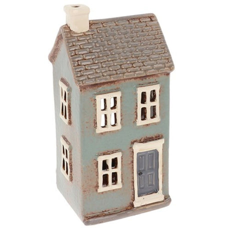 Joe Davies Village Pottery Tiled Grey House Tealight - Old Railway Line Garden Centre