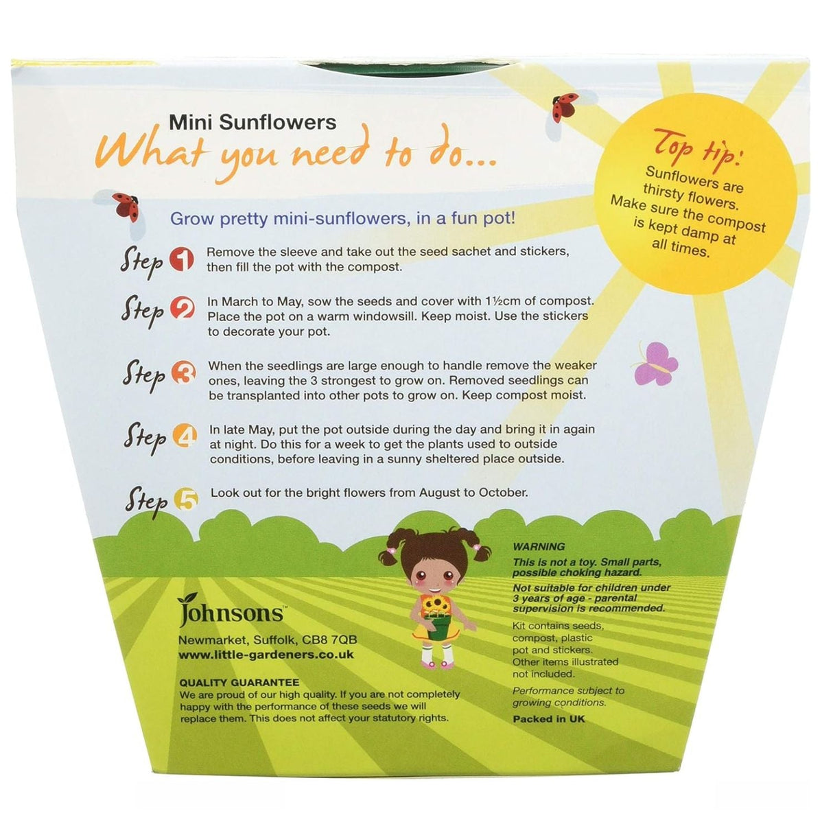 Johnson Mini Sunflower Grow Kit for Kids - Complete Gardening Set with Seeds & Pot - Old Railway Line Garden Centre