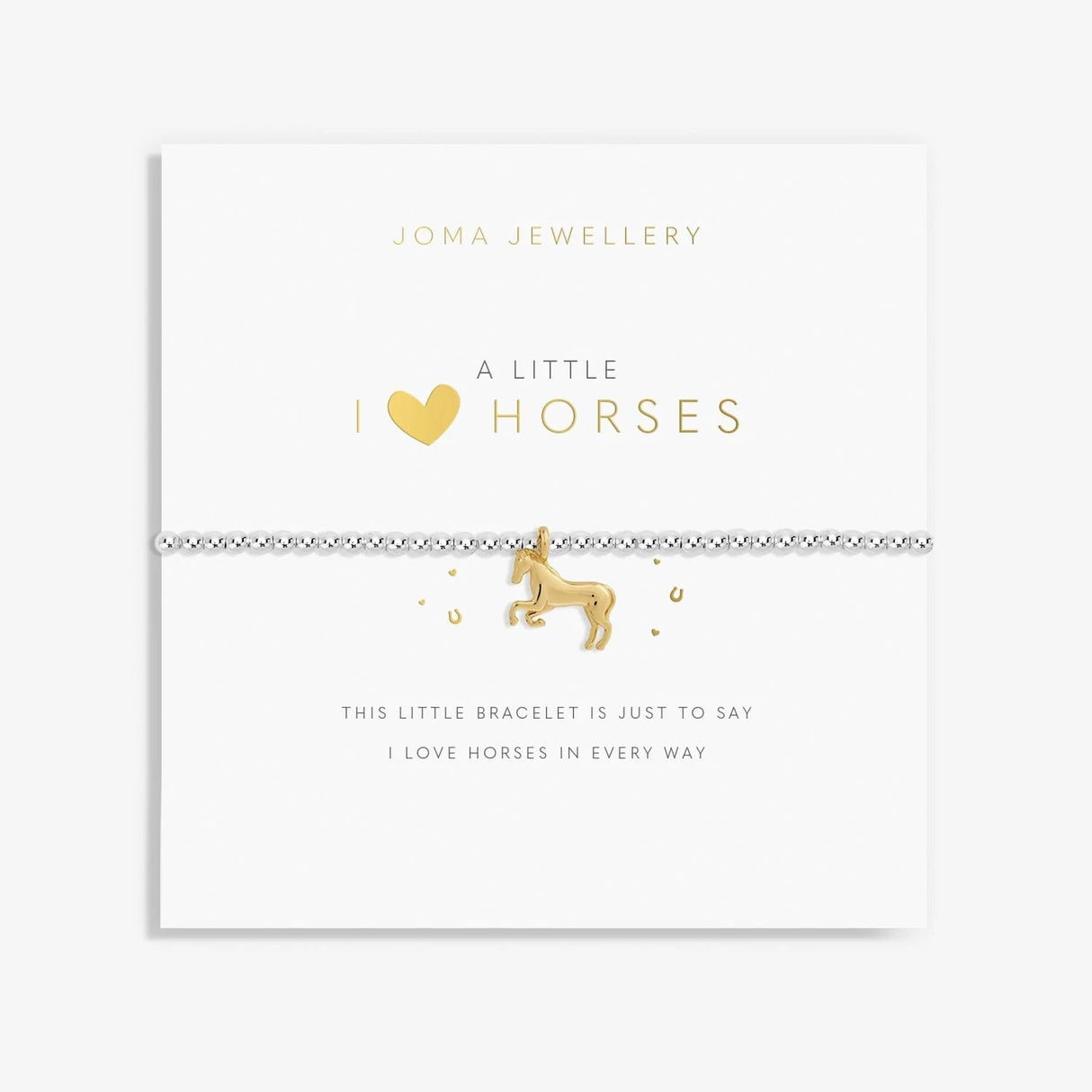 Joma Jewellery A Little 'I Love Horses' Bracelet - Silver - Old Railway Line Garden Centre