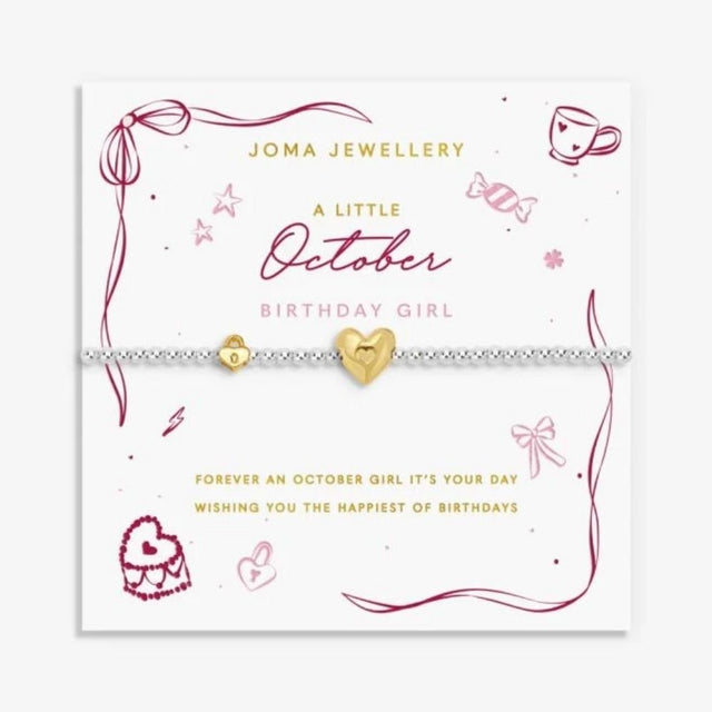 Joma Jewellery Birth Month A Little 'October' Bracelet in Silver and Gold Plating - Old Railway Line Garden Centre