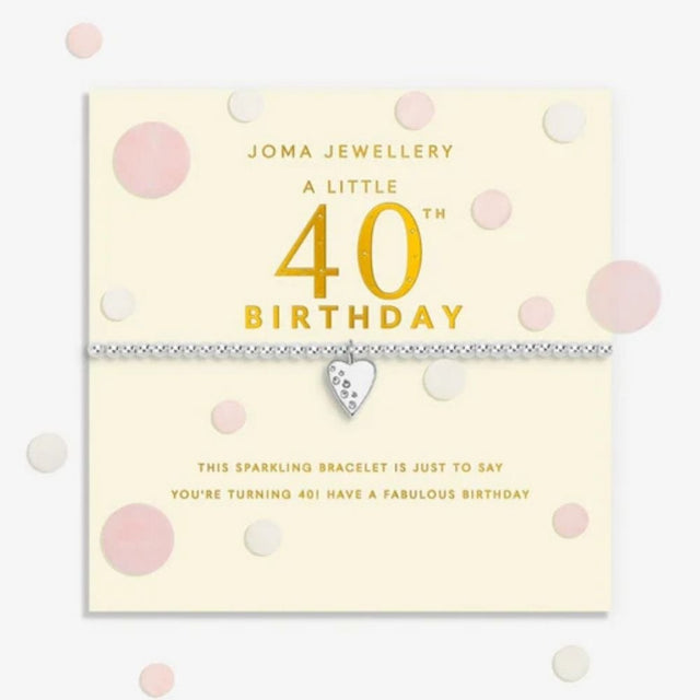 Joma Jewellery Confetti A Little 40th Birthday Silver Plated Bracelet - Old Railway Line Garden Centre