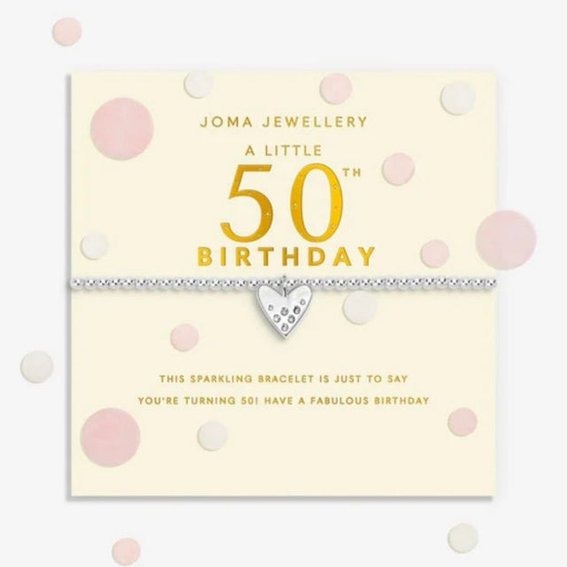 Joma Jewellery Confetti A Little 50th Birthday Silver Plated Bracelet - Old Railway Line Garden Centre