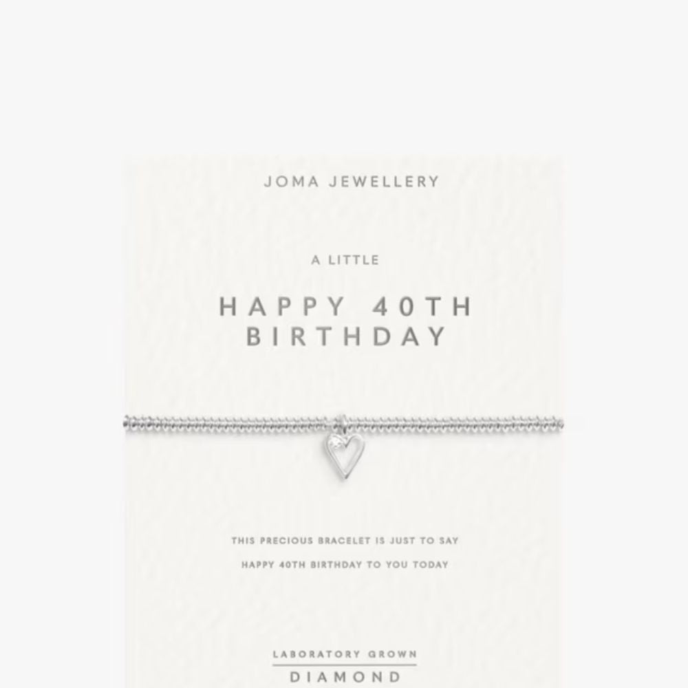 Joma Jewellery Lab Grown Diamond Happy 40th Birthday Bracelet