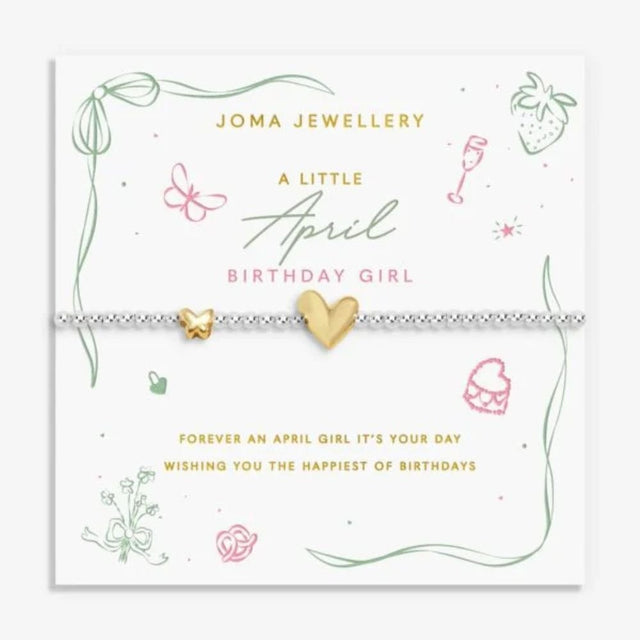 Joma Jewllery Birth Month A Little 'April' Bracelet in Silver and Gold Plating - Old Railway Line Garden Centre