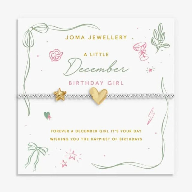 Joma Jewllery Birth Month A Little 'December' Bracelet in Silver and Gold Plating - Old Railway Line Garden Centre