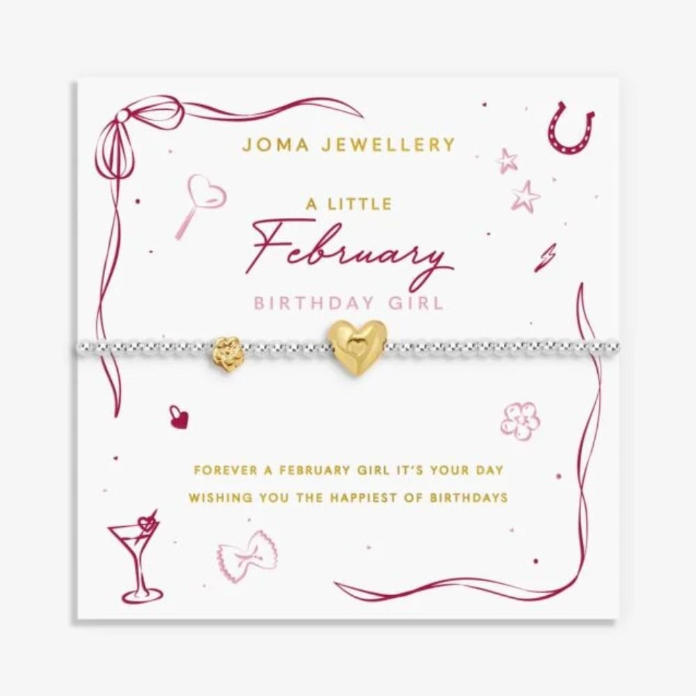 Joma Jewllery Birth Month A Little 'February' Bracelet in Silver and Gold Plating - Old Railway Line Garden Centre