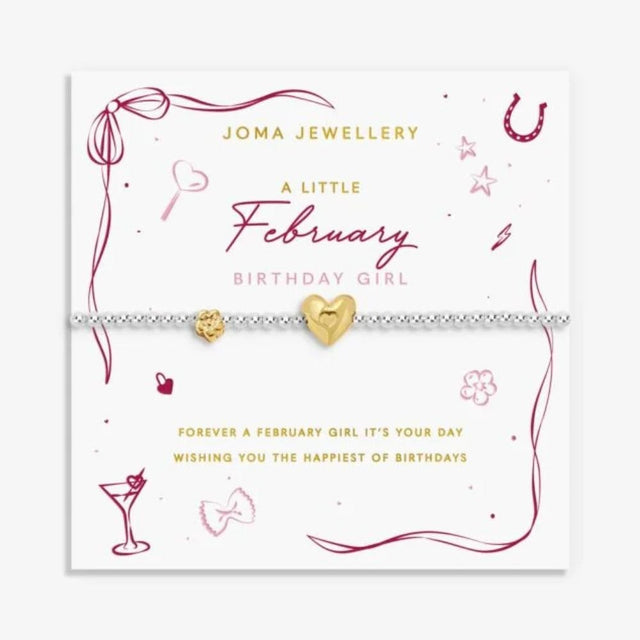 Joma Jewllery Birth Month A Little 'February' Bracelet in Silver and Gold Plating - Old Railway Line Garden Centre