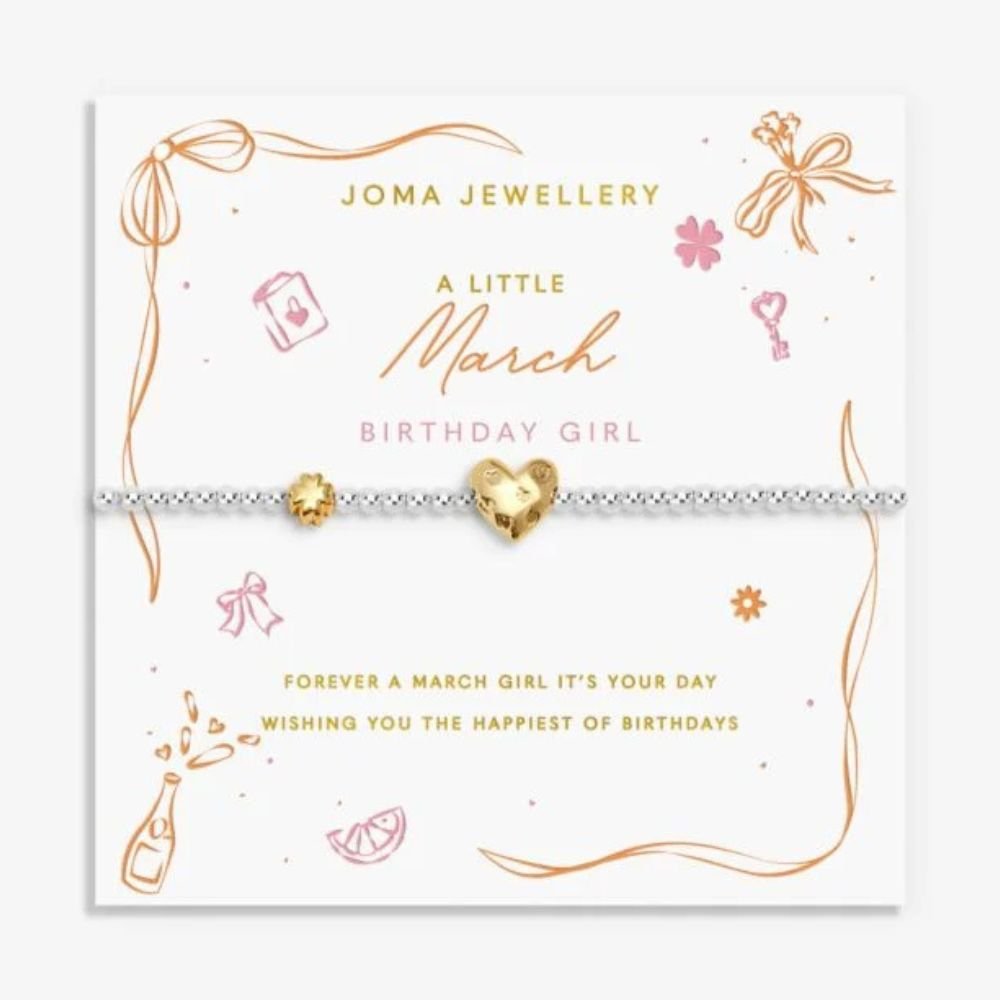 Joma Jewllery Birth Month A Little 'March' Bracelet in Silver and Gold Plating - Old Railway Line Garden Centre