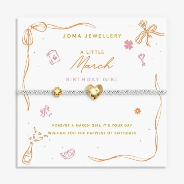 Joma Jewllery Birth Month A Little 'March' Bracelet in Silver and Gold Plating - Old Railway Line Garden Centre