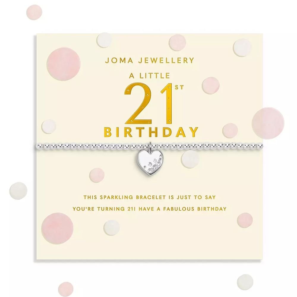 Joma Jewllery Confetti A Little '21st Birthday' Bracelet - Silver Plated - Old Railway Line Garden Centre