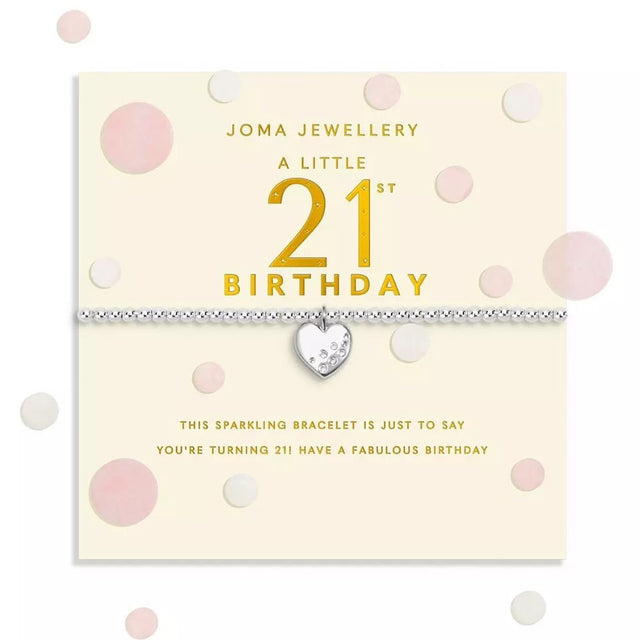 Joma Jewllery Confetti A Little '21st Birthday' Bracelet - Silver Plated - Old Railway Line Garden Centre